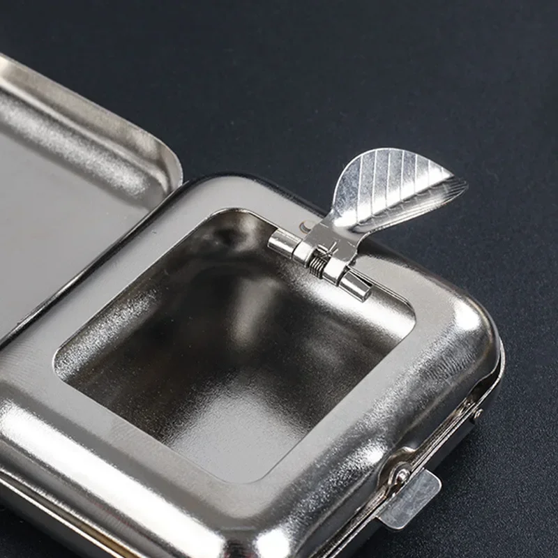 N2HAO Smallsweet Stainless Steel Square Pocket Ashtray metal Ash Tray Pocket Ashtrays With Lids Portable Ashtray