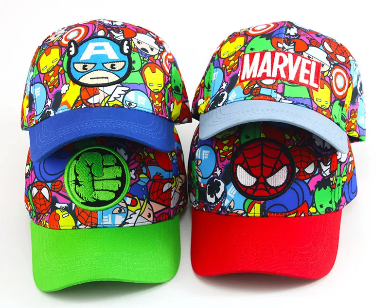 New Disney Children\'s hat Spiderman printed Baseball Cap cartoon  Superhero Hulk spring Sun Hat baby boys cap kids toy gifts