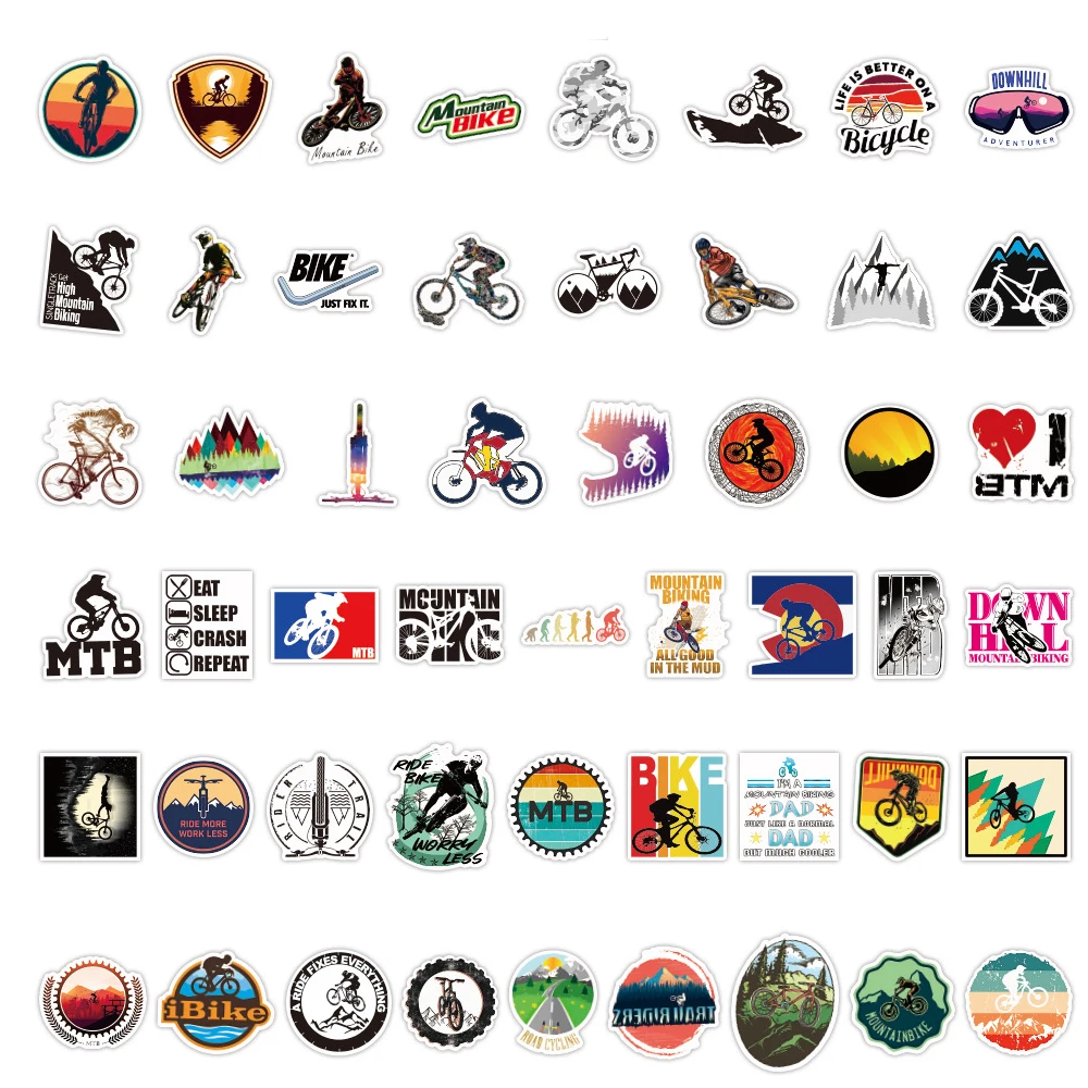 10/30/50pcs Mountain Bike Cool Stickers Waterproof Outdoor MTB Bicycle Decals DIY Laptop Phone Case Water Bottle Luggage Kid Toy