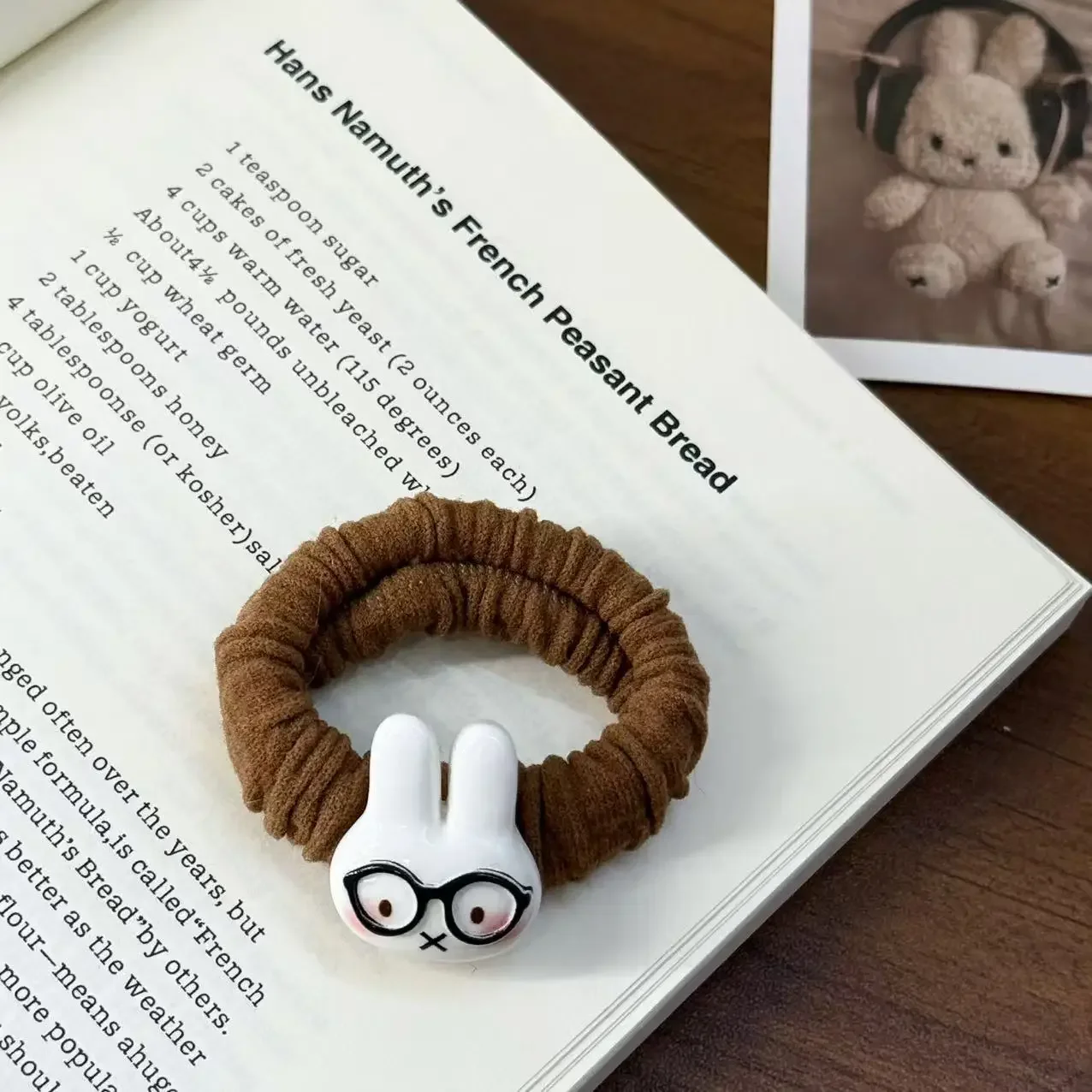 4PCS Miffy hair clip kawaii girls retro fashion coffee color duckbill clip hair rope student cartoon cute hair accessory gift