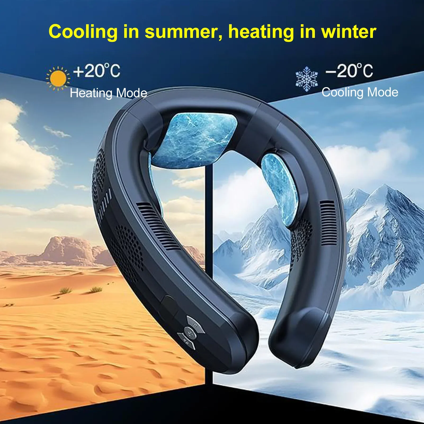 

Lightweight Neck Fan Semiconductor Cooling Heating Dual Modes 3 Speeds Built-in 10000mAh Battery Outdoor Camping Wearable Fan
