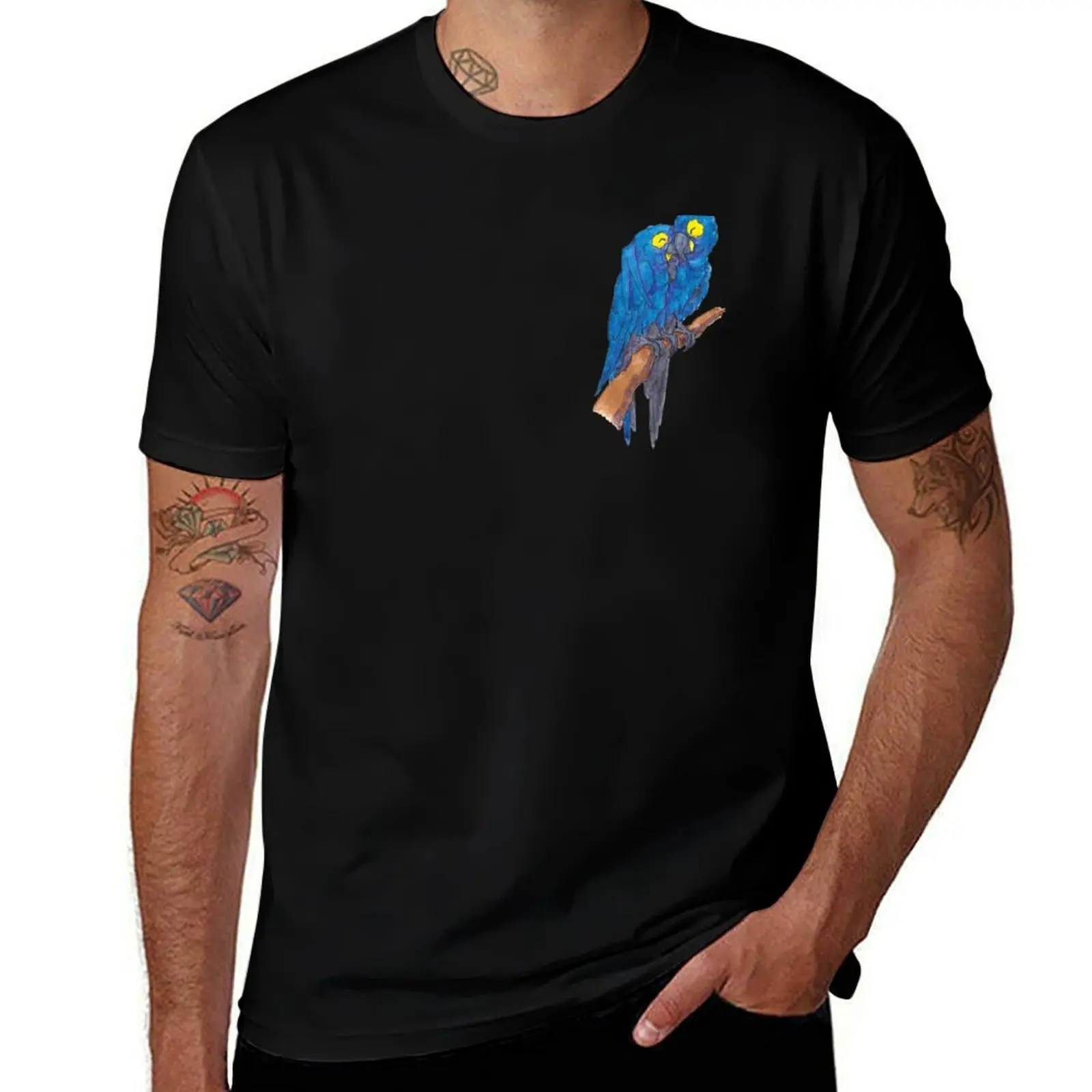 

Couple of hyacinth macaws in watercolor T-Shirt valentines clothes boys animal print t shirts men