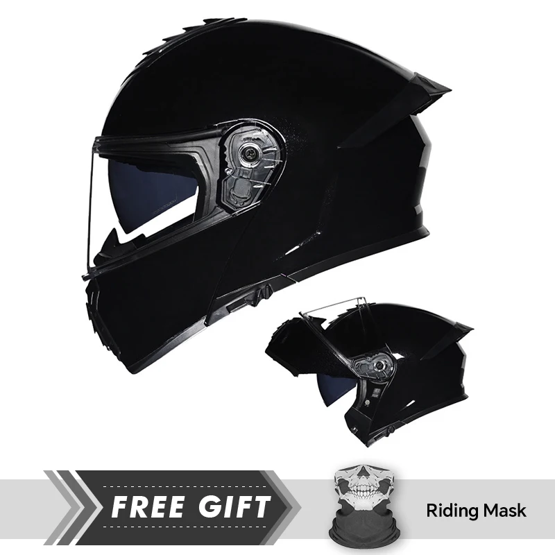 

Retro Style Motorcycle Helmet With Transparent Lenses ABS Shell Crash Headpiece Full Face Helmet Quick Release Buckle