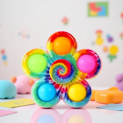 Fidget Spinner Sensory Pops Finger Toys Tie Dye Simple Push Bubble Hand Spinner For ADHD Autism Anxiety Stress Relief Gifs