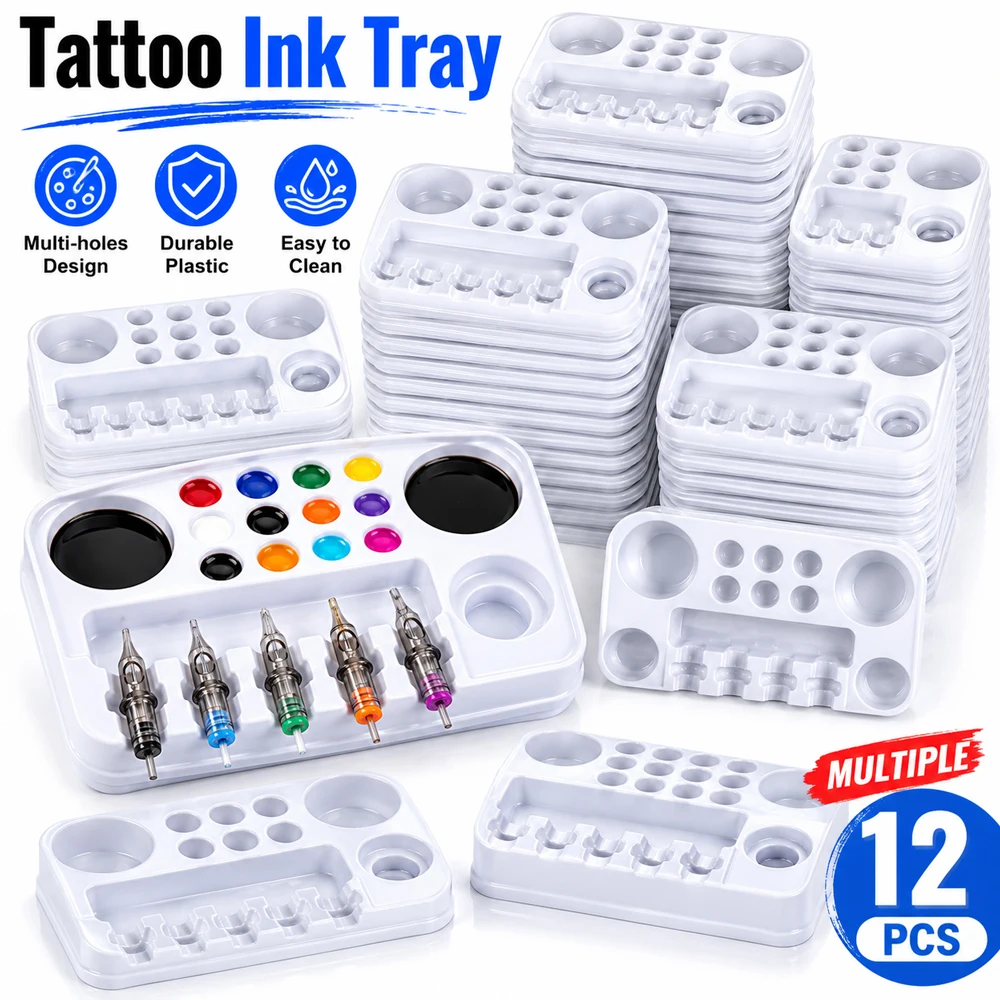 

36/24/12/6pcs Disposable Tattoo Ink Tray Cartridge Needles Holder Portable Plastic Cup Stand Tattoo Supplies for Body Artists