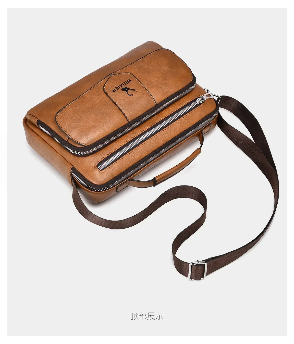 WEIXIER Marken-Herren-Umhängetasche aus PU-Leder mit Großer Kapazität und Mehreren Taschen, Hand- und Schultertasche für Geschäftsreisen und Outdoor-Aktivitäten – Detail 25