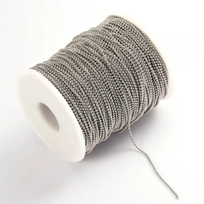 1.2-3mm Stainless Steel Beaded Ball Chains for Bracelet Necklace Supplies Steel Bead Chain DIY Jewelry Making Material Wholesale