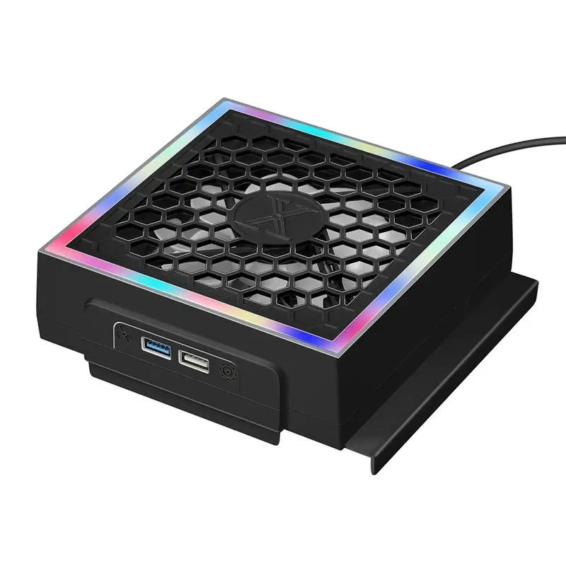 

ABGN 1 шт. светодиодный охлаждающий вентилятор, 3 передачи, регулируемый, 5 В, 2,4 А, охлаждающий вентилятор, 7 освещения для режимов серии S, игровая часть, черный