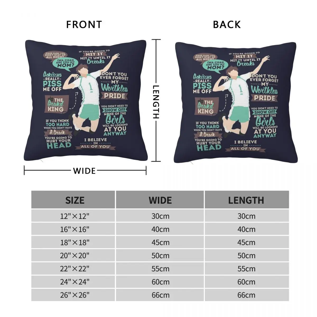 Haikyuu The Grand King Square Pillowcase Polyester Linen Velvet Pattern Zip Decorative Pillow Case Sofa Seater Cushion Cover