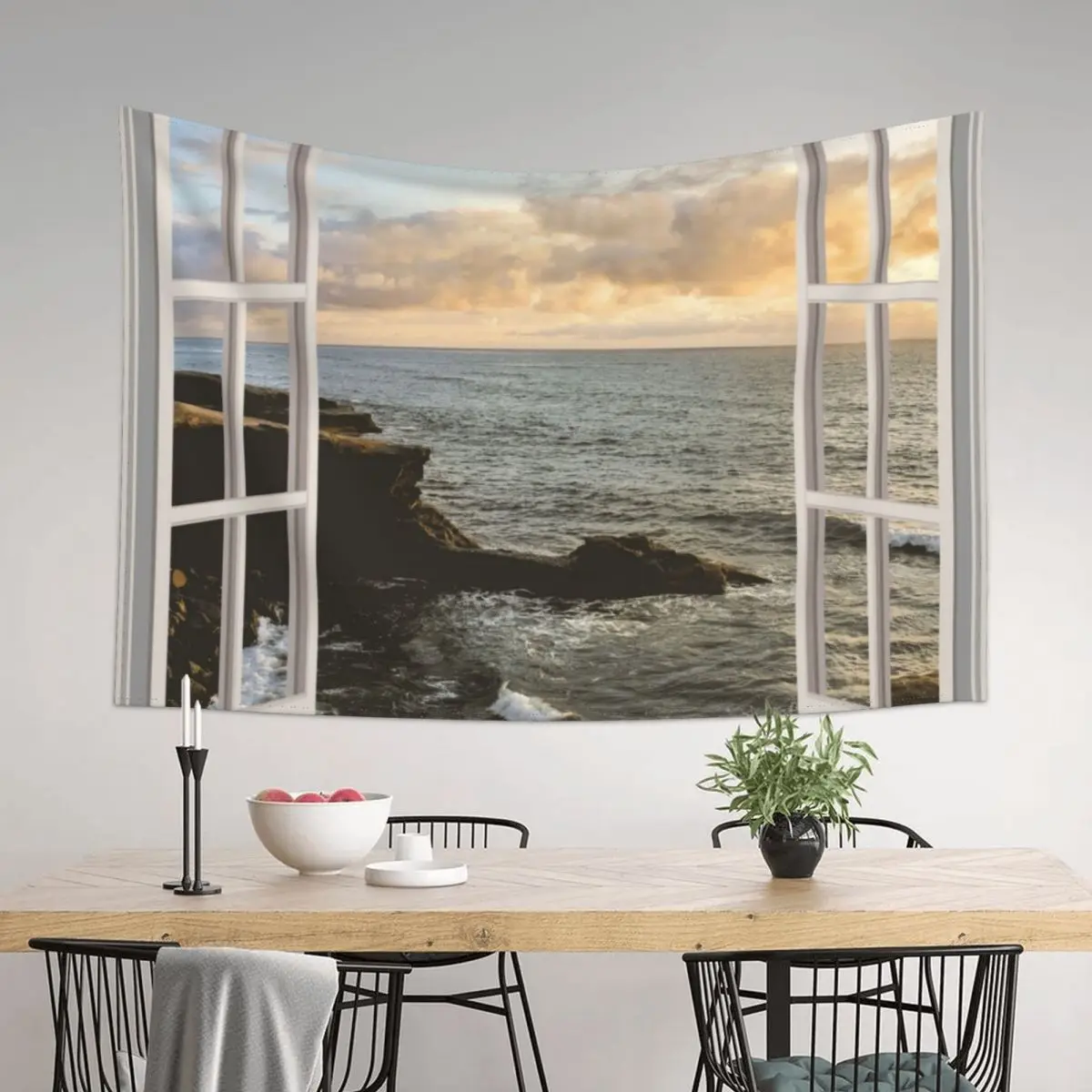 

San Diego Window View Sunset Tapestry Funny Wall Carpet Hanging Wall Outdoor Decoration Tapestry