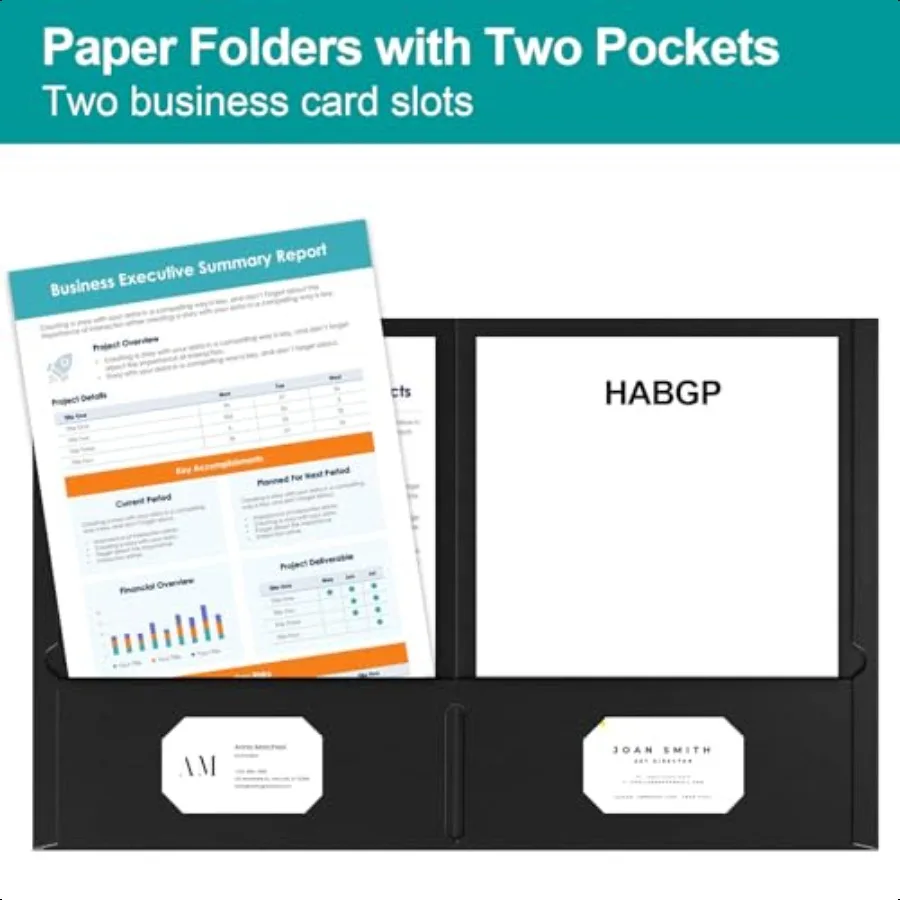 Two Pocket Folders 100 Pack 2 Pocket Folders Fit Letter Size Paper Black Paper File Folders with Pockets for School Office Home