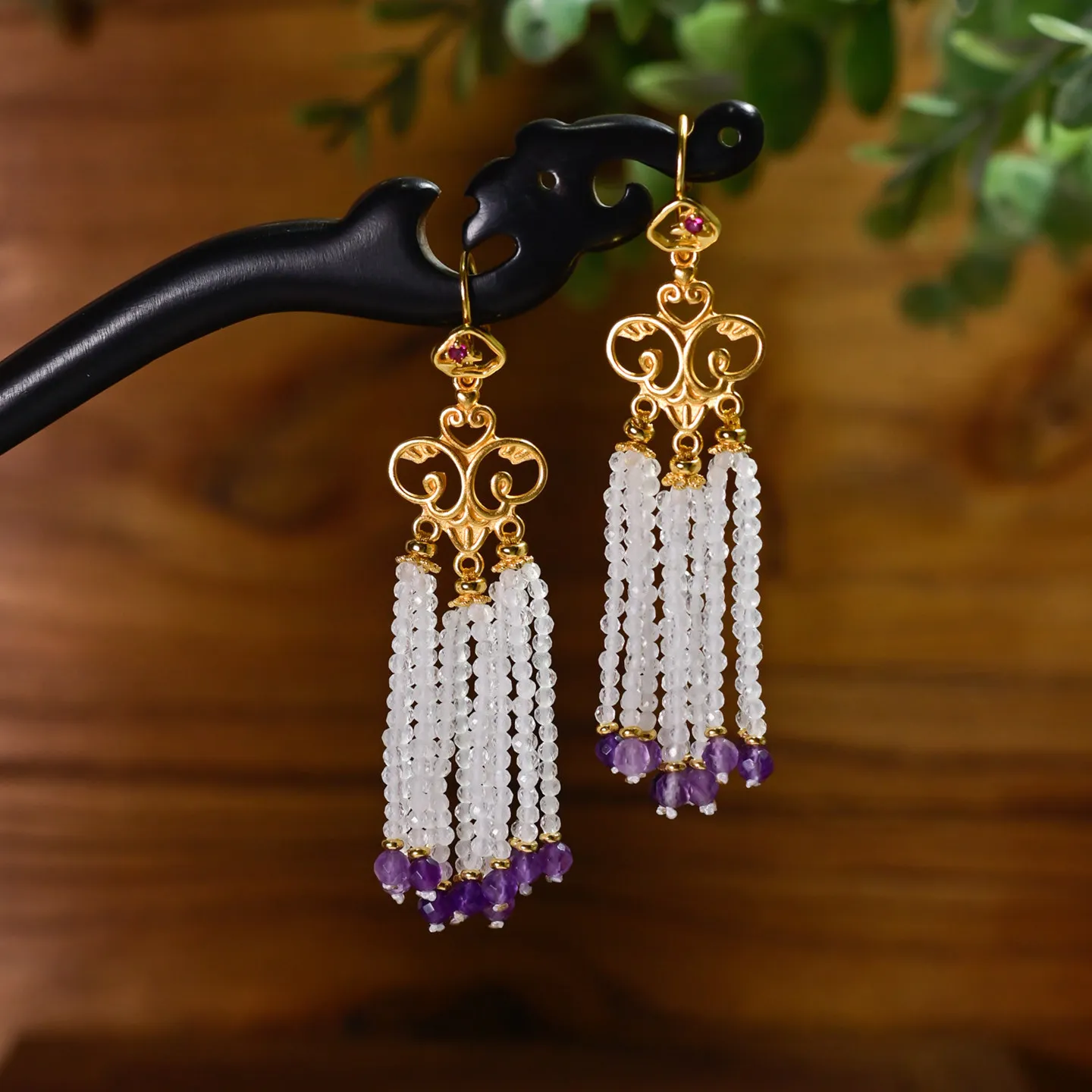 

Серьги-кисточки из натурального кристалла, серебро S925, массивные, с белыми кристаллами, в китайском стиле, висячие украшения, подарок для женщин