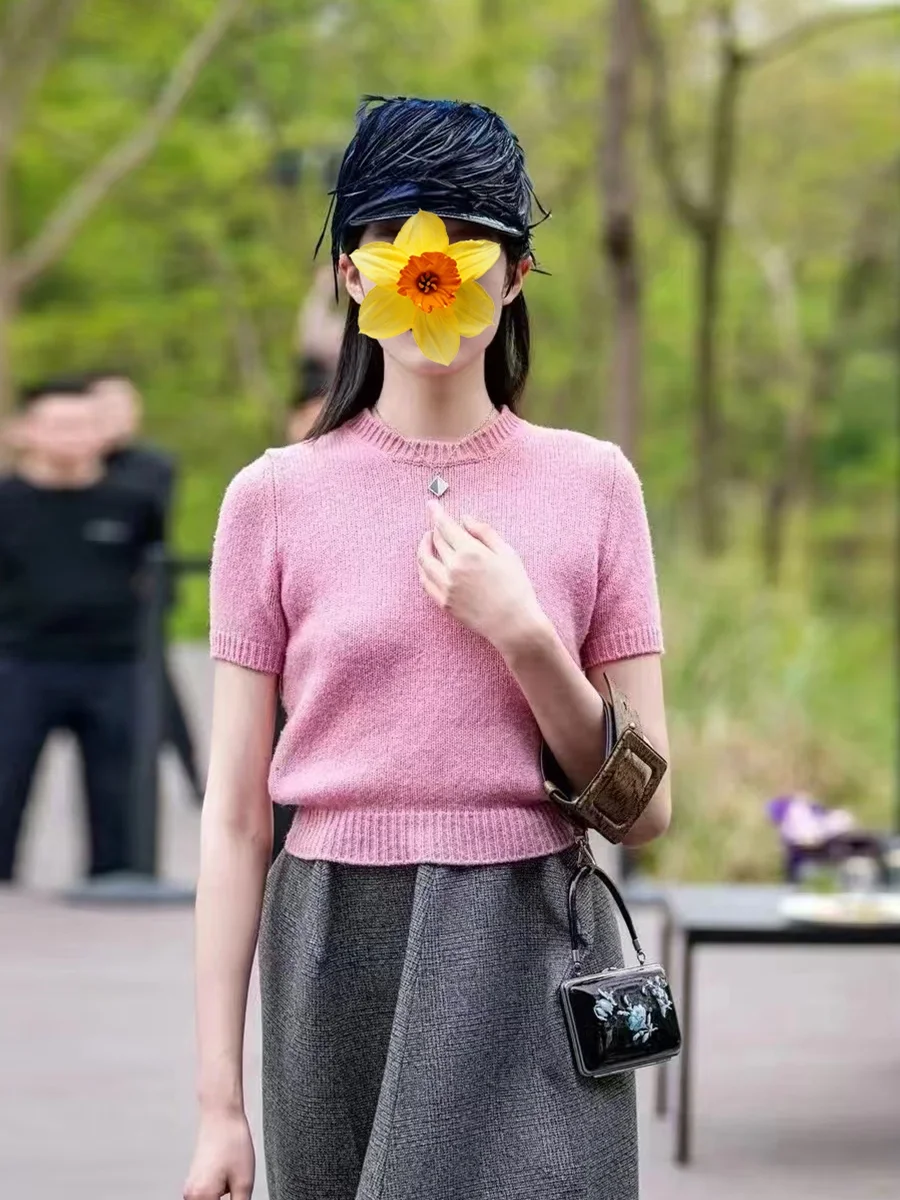 

YongLeap Early Autumn ort Sve Knitted Top Women's Regular Fit round Ne Ribbed Collar Versatile Youthful Sle Commute ...