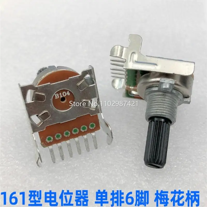 2 Piece 161 Type Old Style Amplifier Volume Potentiometer Single Row 6 Pin B100K B50K B20K B10K A10K Flower Shaft 15MM And 20MM