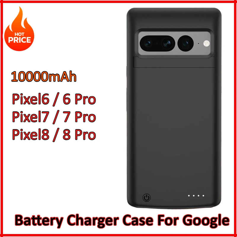 

10000mAh Battery Charger Case For Google Pixel 6 Pixel 7 Pro Pixel 8 Pro Wireless Charging Cover Battery Pack Power Bank