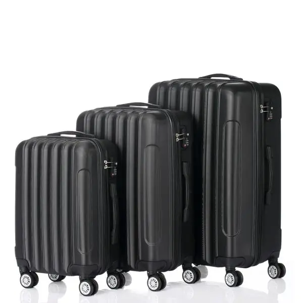 3-Piece Heavy-Duty Luggage Set, 20" 24" 28" Hardshell Suitcases with Multi-Functional Storage, Durable Plastic & Metal Construct