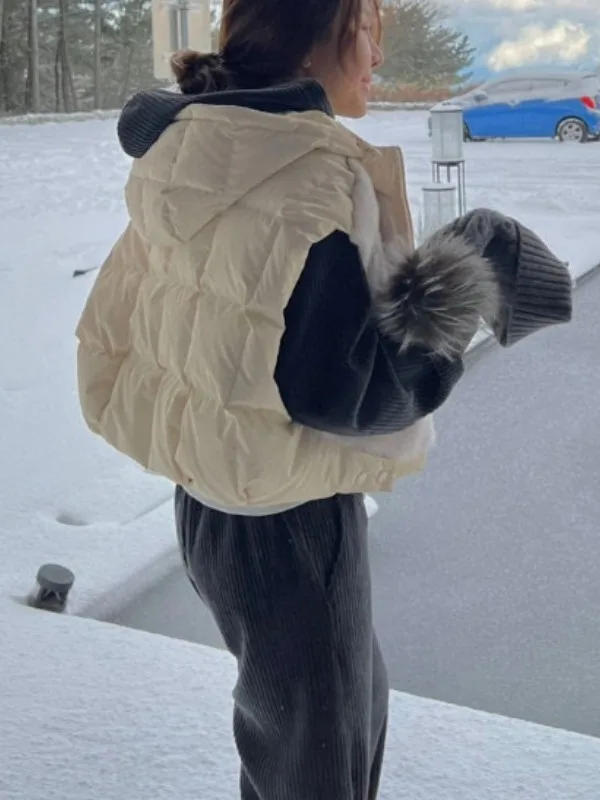 

Модный байкерский жилет с капюшоном, женский шикарный жилет на молнии из кожи и меха, модная верхняя одежда, уютный топ Sli