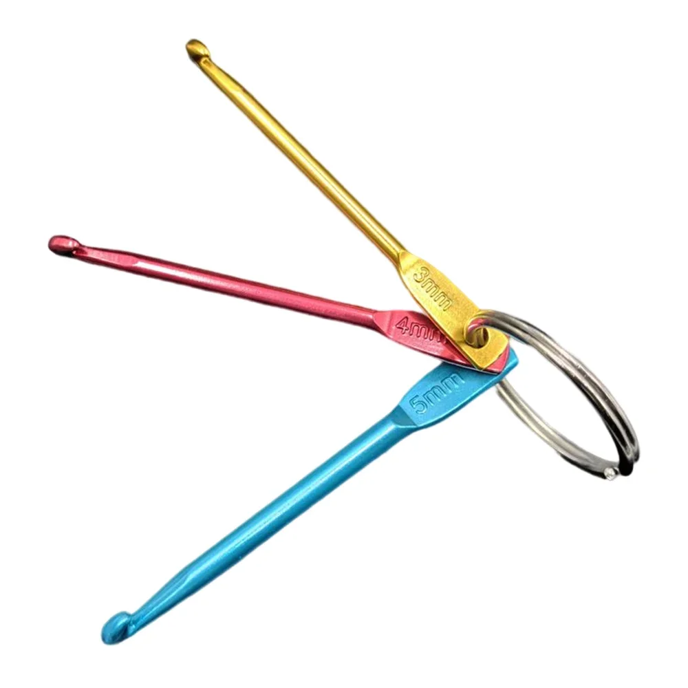 

Брелки с крючком для вязания, 3 шт., цветной крючок из оксида алюминия, одна головка, короткий крючок для вязания, инструменты для вязания, шитье