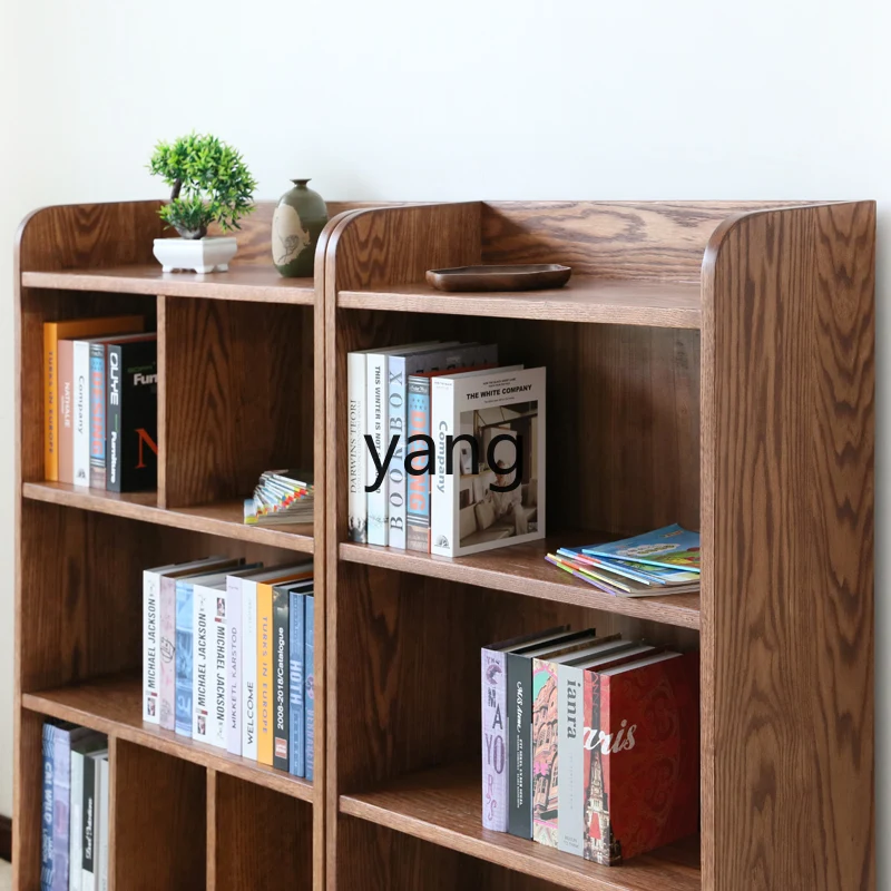 LH solid wood bookshelf picture book low bookcase oak storage floor reading rack