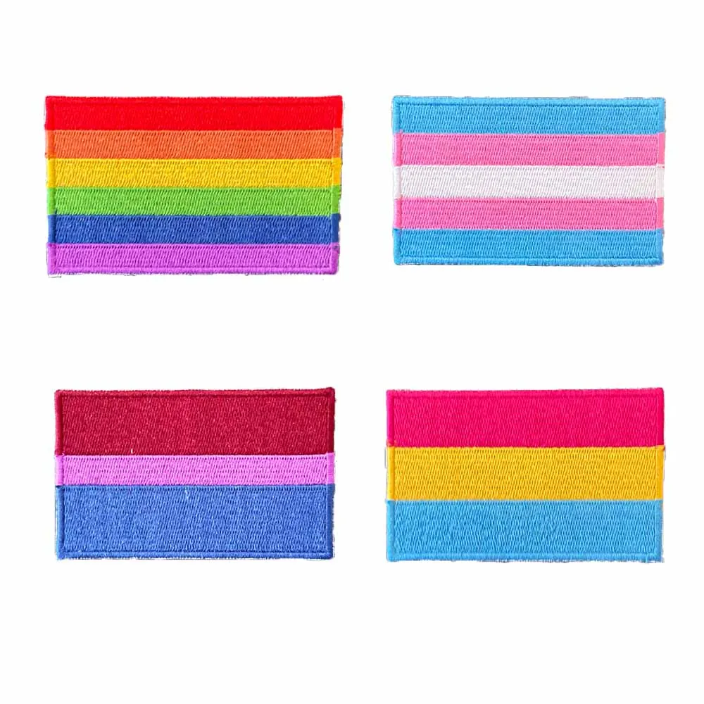 Bisexual Pansexual Gay Pride Transgender Flag Pattern Small Embroidery Patch Clothing Backpack Hat Decoration  Armband Iron-On