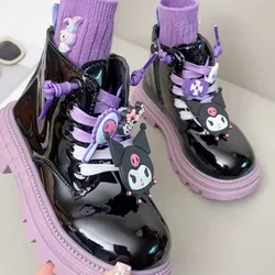 Kawaii Sanrio Anime Doc Martens Cute Kids Kuromi Cartoon Fashion Lovely and Versatile Fleece Warm Short Boots Gifts for Girls