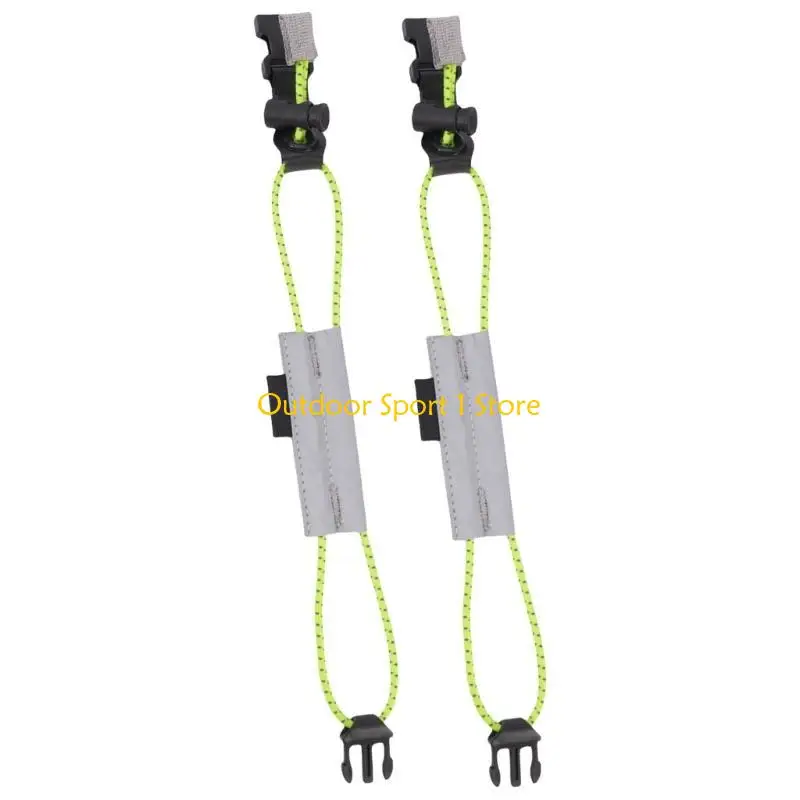 

A0KA 2Pcs Reflective Cycling Trouser Strap Elastic Cord with Cord Lock for Cycling