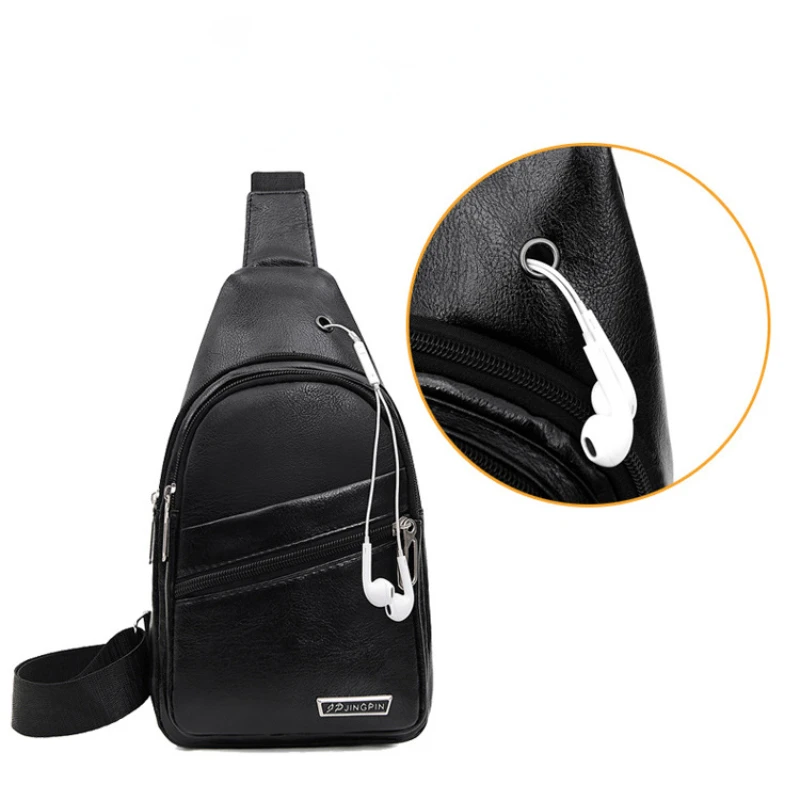 PU Mens Adventure Sling Backpack - Spacious & Versatile with Phone Charging & Earphone Access - Ideal for Travel, Sport, Camping