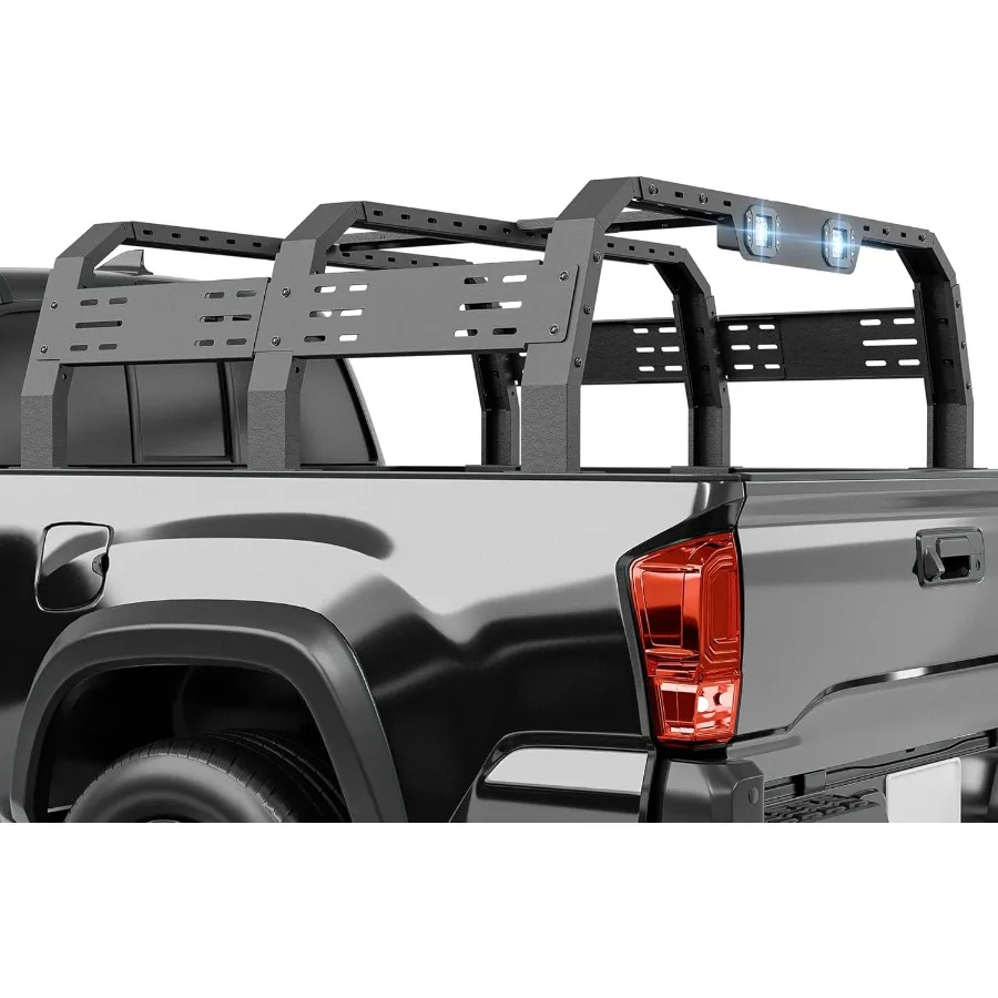 

22 высоких багажников для кроватей Overland, грузовой багажник с 2 светодиодными полосами, совместимый с 20052025 Tacoma Truck Ladder Rack Back Cros