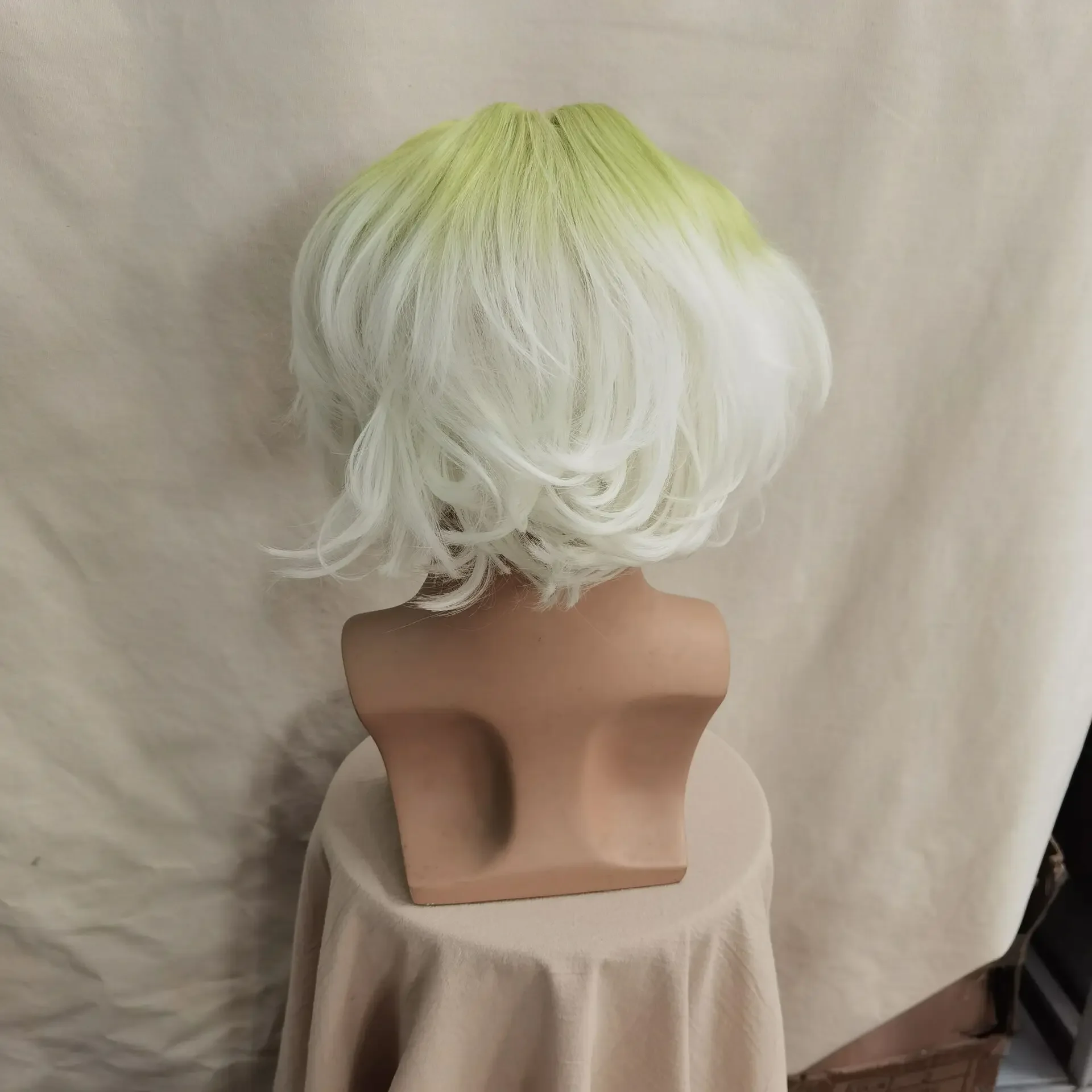 Anime homme Adam Cosplay perruque recul délié Clown haut en caoutchouc vert ondulé moitié chauve vieil homme Cosplay Costume pour Halloween