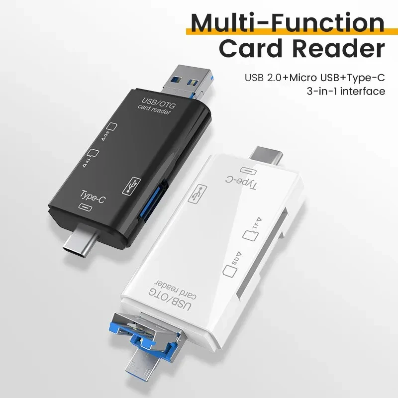 6 in1 Card Reader OTG C-type Micro SD Card Readerhigh speed Flash Drive Smart Storage Card Reader USB2.0 TFCFCard Reader Adapter