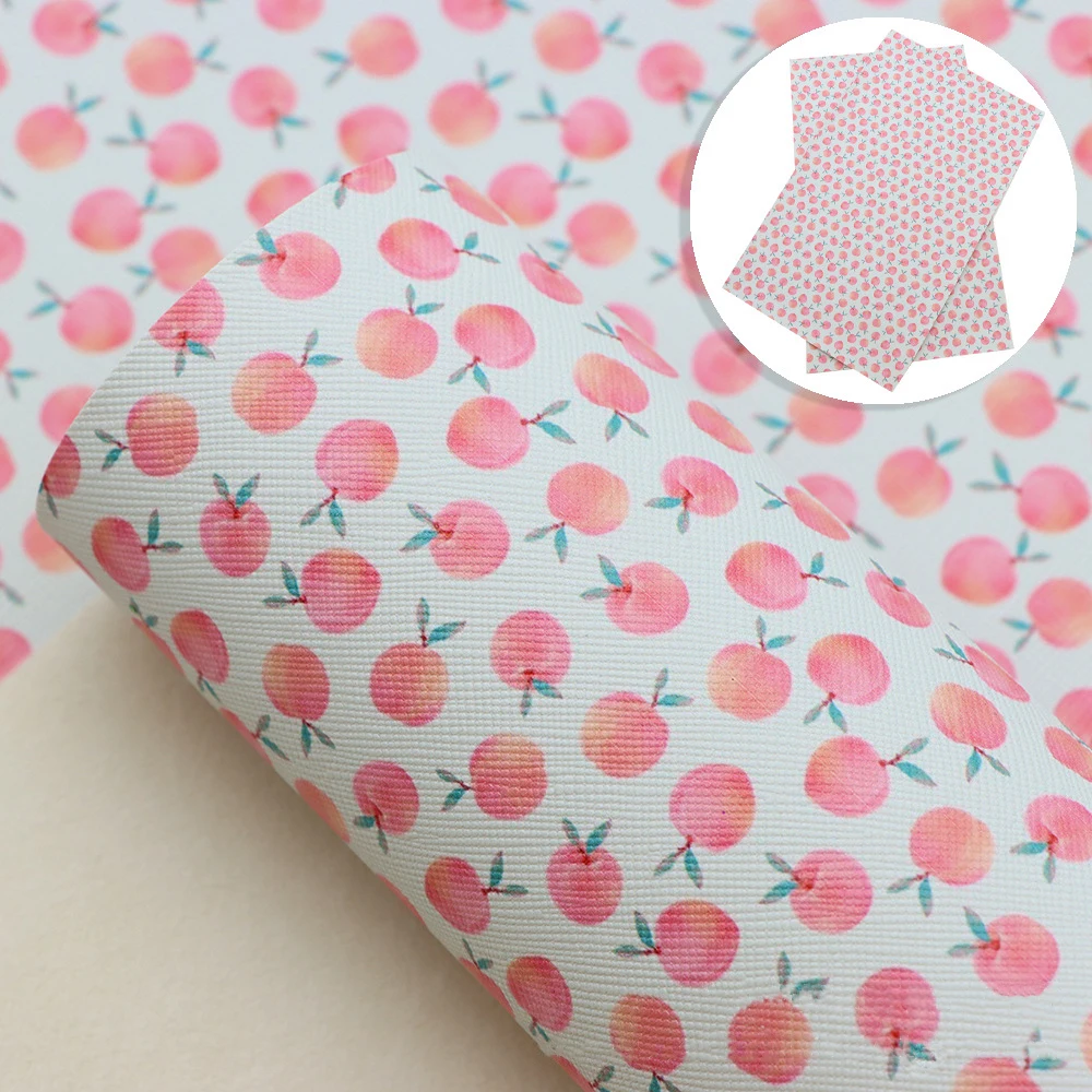 5Pcs 20*33cm Fruit Print Faux Leather Sheet Synthetic Leatherette Fabric For DIY Hademade Material Crafts Accessories
