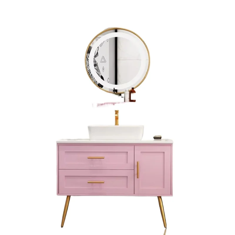 

Современная туалетная для ванной комнаты со светодиодной зеркалом ** Вертикальный шкаф для ванной комнаты