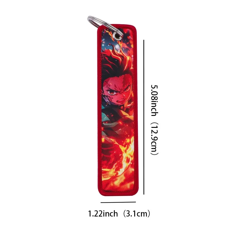 Hot Anime Demon Slayers Woven Label Schlüsselanhänger Lanyard Anhänger Cartoon Charakter ID Karte Stoff Schlüsselanhänger Geschenke