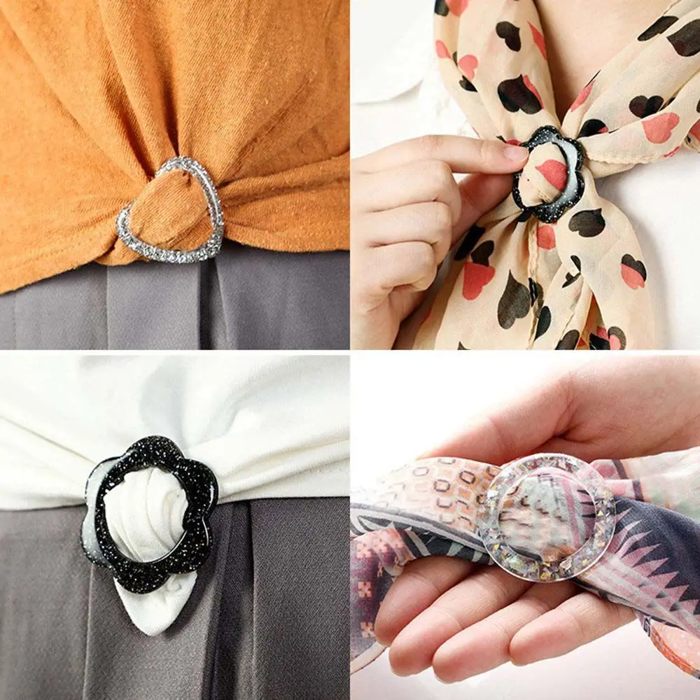 Simple Scarf Ring Flower Round Clothes Decoration Garment Accessories Resin Scarf Buckle T Shirt Clips Garment buckle DIY