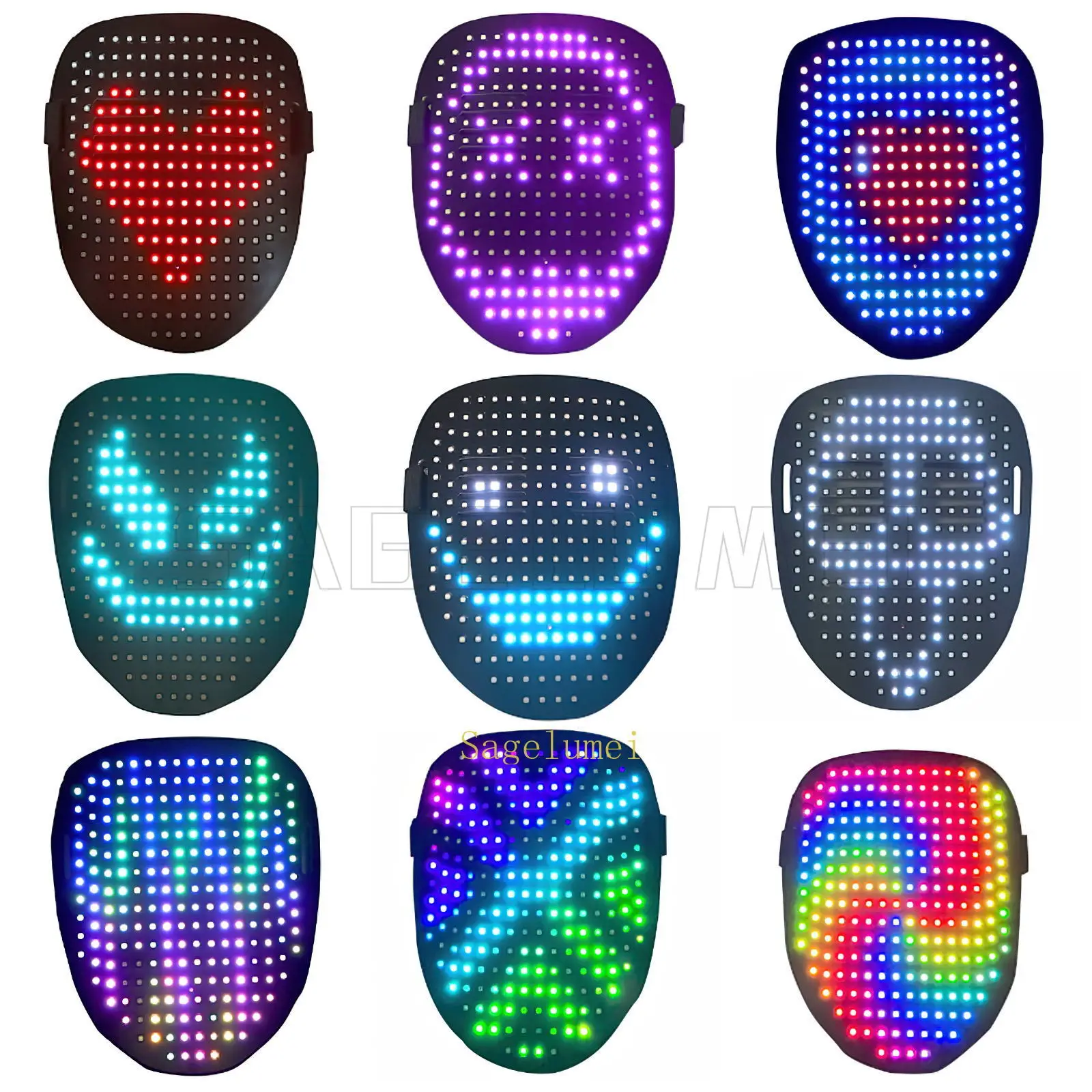 Imagem -03 - Máscara Led com Detecção de Gesto Transformando Light up Luminous Digital Glow Mask Holiday Rave dj Party Masquerade Cosplay Mask