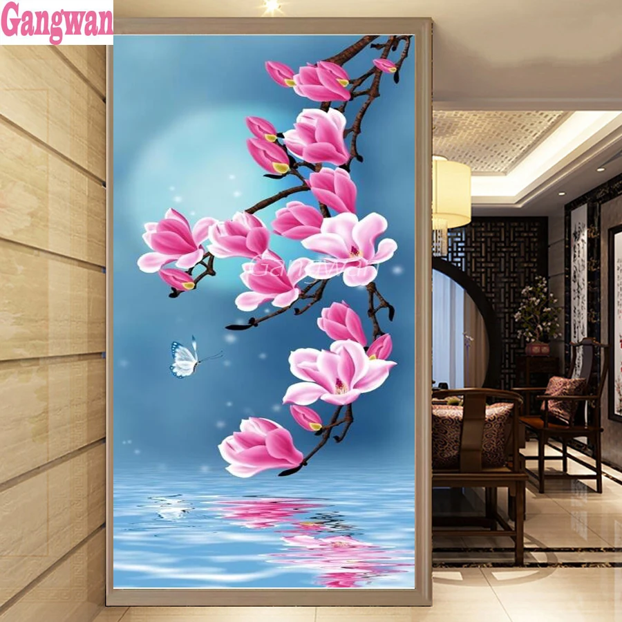 diamond painting Magnolia Flowers pattern mosaic diamond set full square/round diamond embroidery corridor Entrance decoration