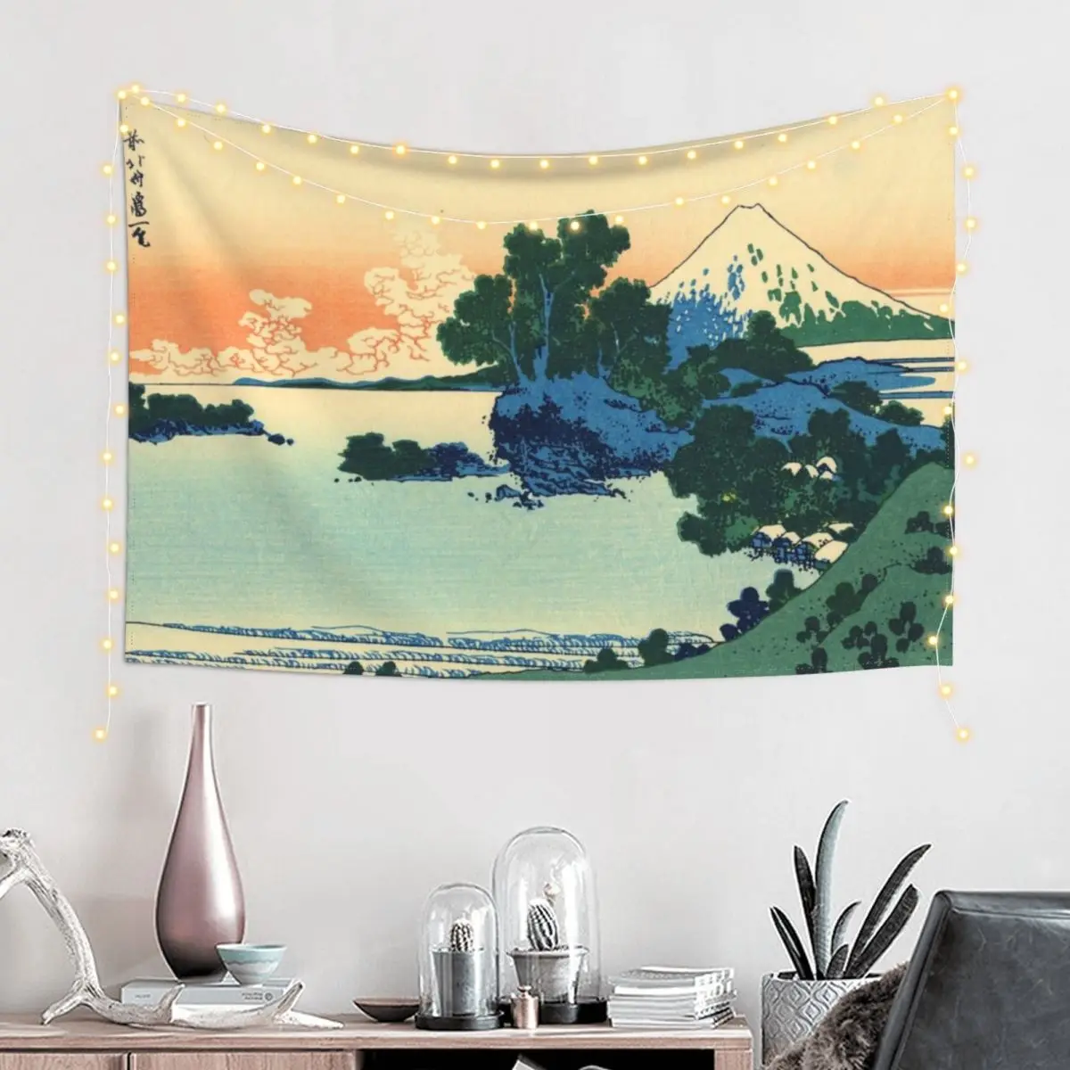 Shichiri beach in Sagami Province - Katsushika Hokusai Tapestry Wallpaper Bedroom Korean Room Decor Tapestry