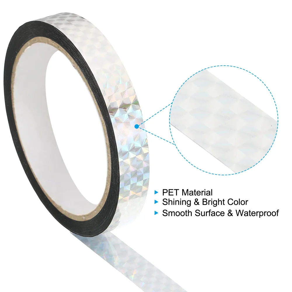 شريط ليزر ثلاثي الأبعاد، شريط زخرفي لامع ذاتي اللصق، تغليف هدايا الحفلات، ملصقات ذهبية وفضية ذاتية الختم