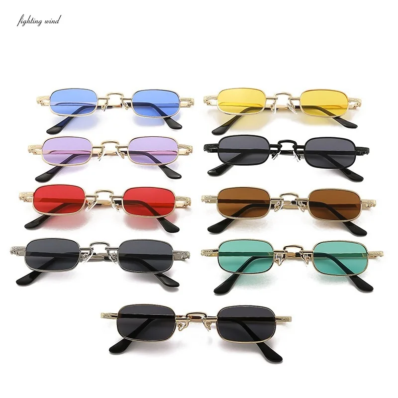 Trendy Small Square Sunglasses Woman Brand Designer Fashion Luxury Sunglasses 2024 Women's Vintage Steampunk Metal Frame Eyewear