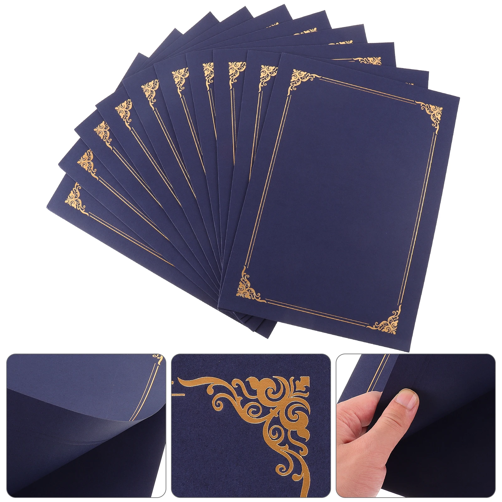 

10pcs Blank Gold Foil Certificate Holders Red Diploma Covers Award Frames Presentation Folders Document Protectors