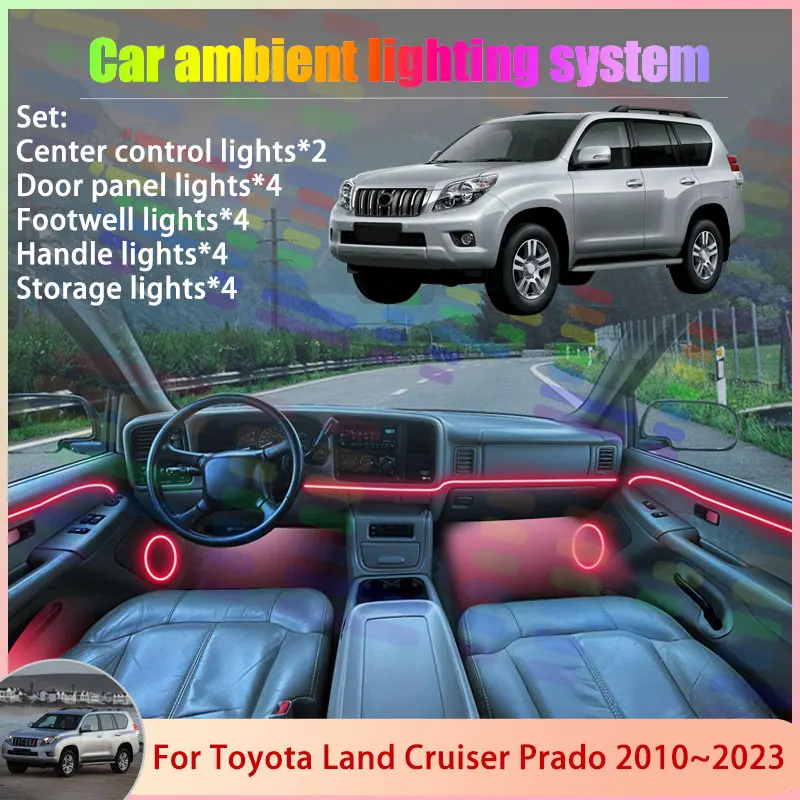 

For Toyota Land Cruiser Prado J150 MK4 2010~2023 2/18 in 1 Car Atmosphere Light Lamp RGB Shade Ensemble Streamer Atmosphere Set