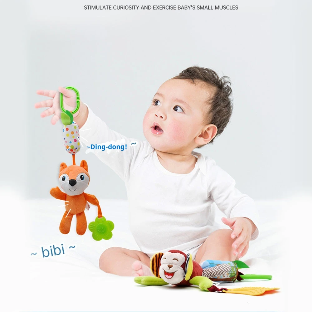 سرير معلق على شكل حيوان جديد، قلادة عربة أطفال، خشخيشة بجانب السرير، ألعاب أطفال حديثي الولادة، جذب انتباه الطفل، هدية