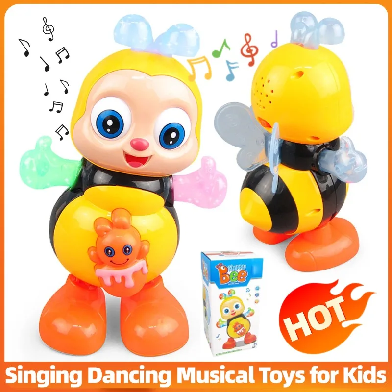 

Electric Dancing Bee Flashing Light Shake The Body Toy Cute Musical Cartoon Animal Educational Toy for Boys Girls Children Gift