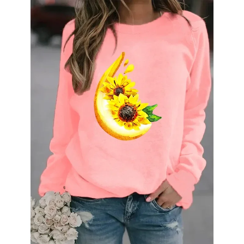 New Women's Long-sleeved Flower Print Casual Hoodie Multi-color Tops  Sweatshirt  Sweatshirts  Clothes  Streetwear Women