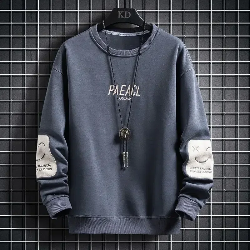 Men's Clothing Round Neck Graphic Hoodieless Sweatshirts For Man Spliced Pullover Crewneck Top One Piece Stylish Hot Offers