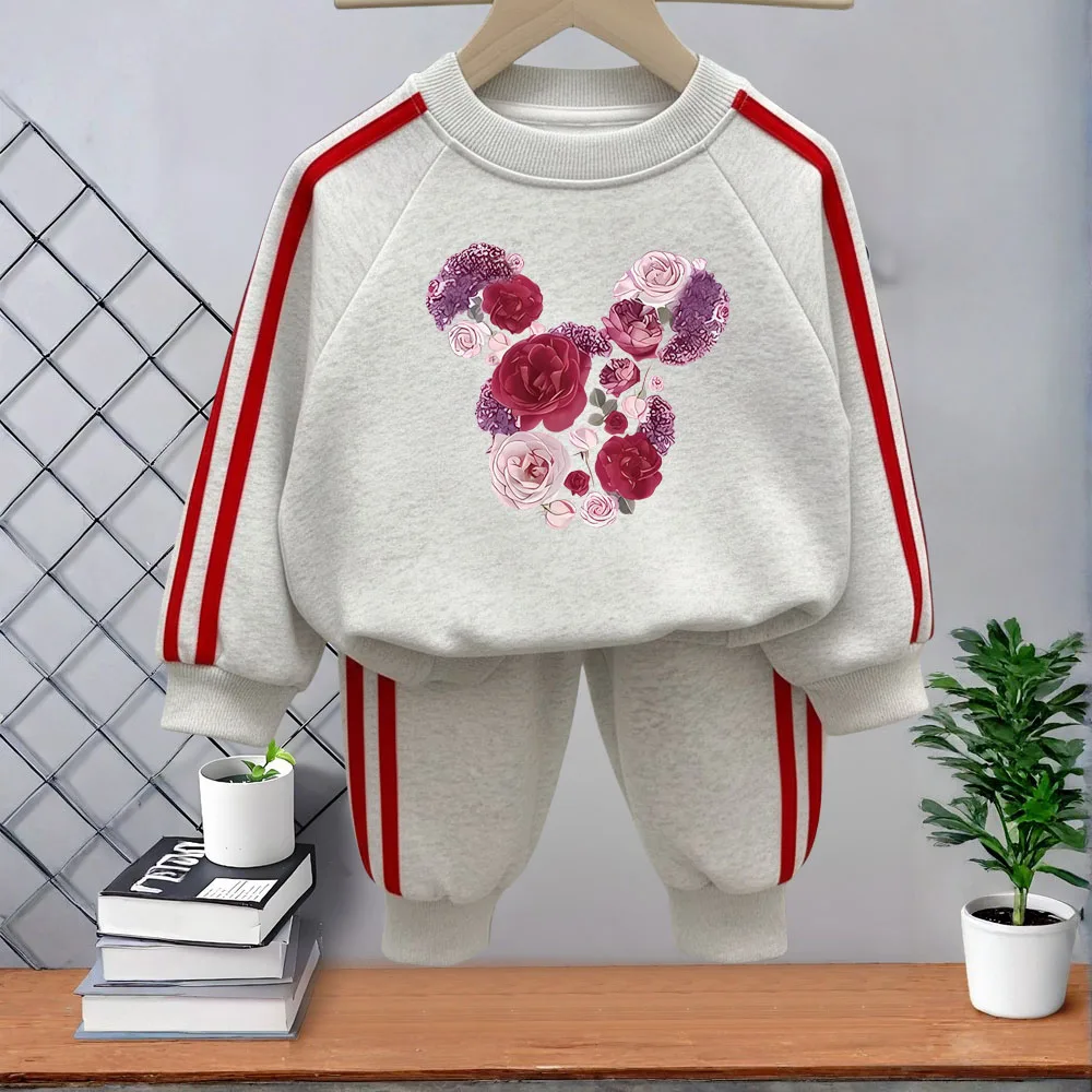 2026 frühjahr Neue Stil Mädchen Casual Trainingsanzüge kinder O Neck Hoodies und Lange Hose Zwei Stück Kinder Seite streifen Hosen Sets
