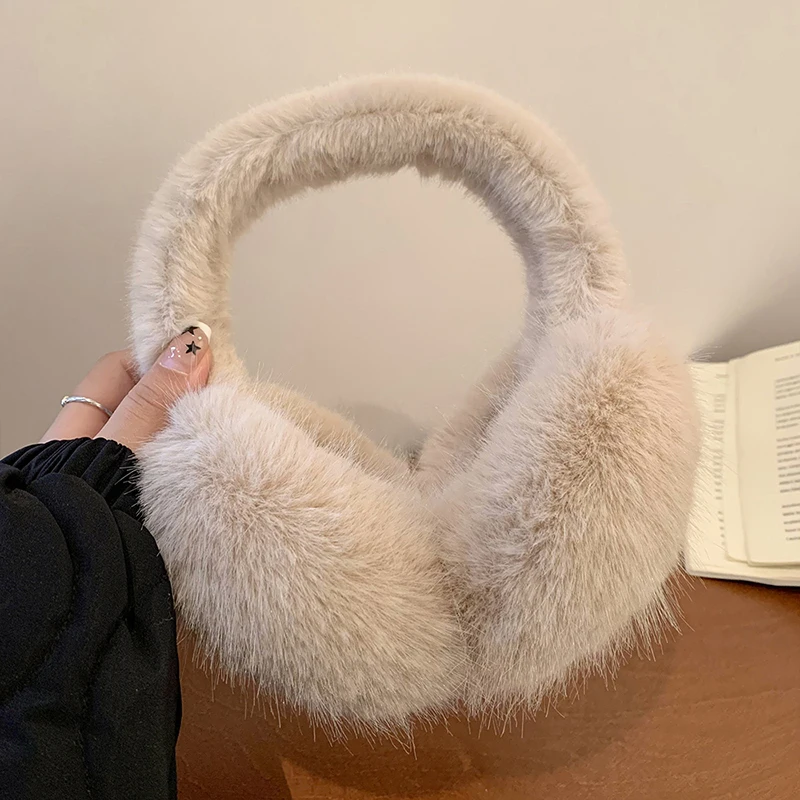 Durable Soft Plush Ear Warmer; Foldable Earmuffs for Winter; Solid Color Outdoor Cold Protection Earflap