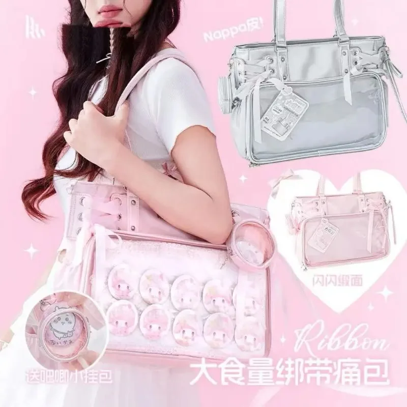 New Girls  Sweet and Cute Ulzzang Ita Bag Large Capacity Portable Tote Bag With Ribbon Fashion Shoulder Crossbody Bag