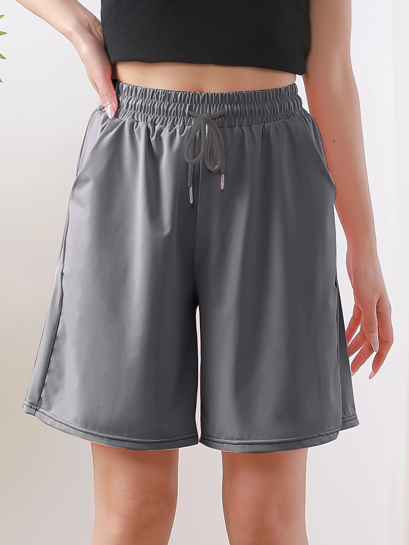 

Women'S Athletic Pocket Shorts, Casual Athletic Drawstring Shorts, Suitable for Yoga Gym Running - Assorted Colors