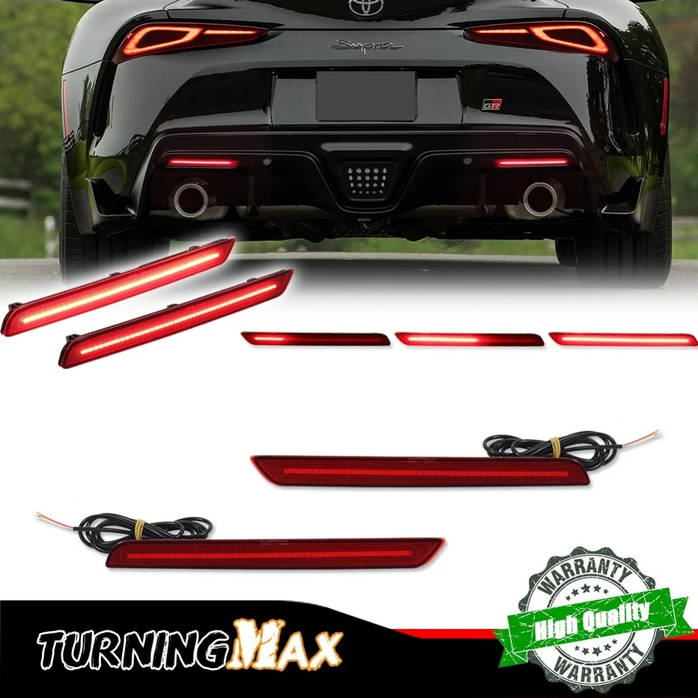Red LED Car Rear Bumper Reflector Lights For 2020-2024 Toyota GR Supra Brake Tail Lights Rear Fog Lights Sequential Turn Lights